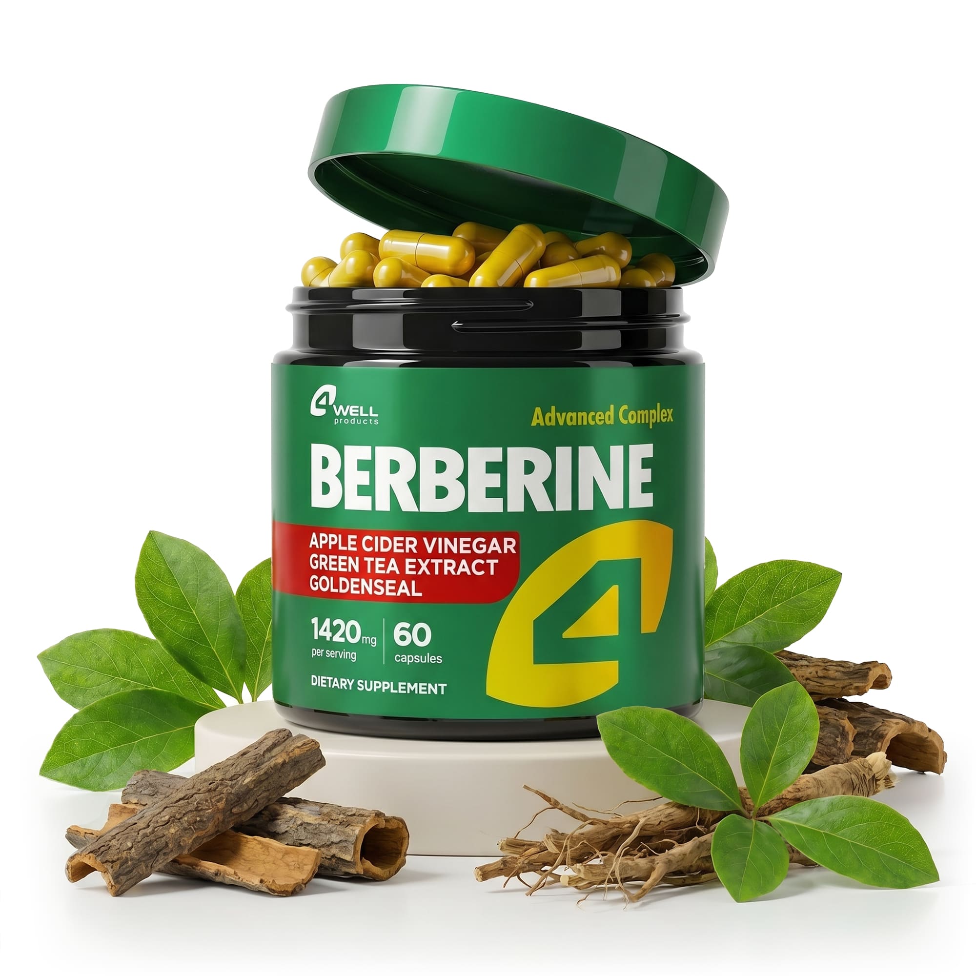 Berberine HCL Supplement - 60 Capsules