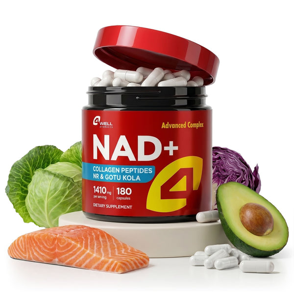 NAD Plus Supplement 1400mg with Nicotinamide Riboside, Collagen - 180 Capsules