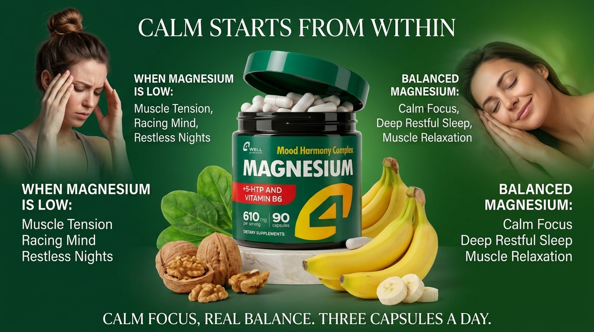 Magnesium Advanced Complex 610Mg with Glycinate, Citrate, Vitamin B6 for 3X Absorption & 5-HTP