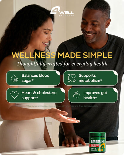 4Well Berberine HCL Supplement - Triple Strength GLP-1 Activator with Apple Cider Vinegar & Green Tea Extract